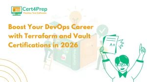 A bou holding A+ sheet while acing the Terraform and Vault Certifications